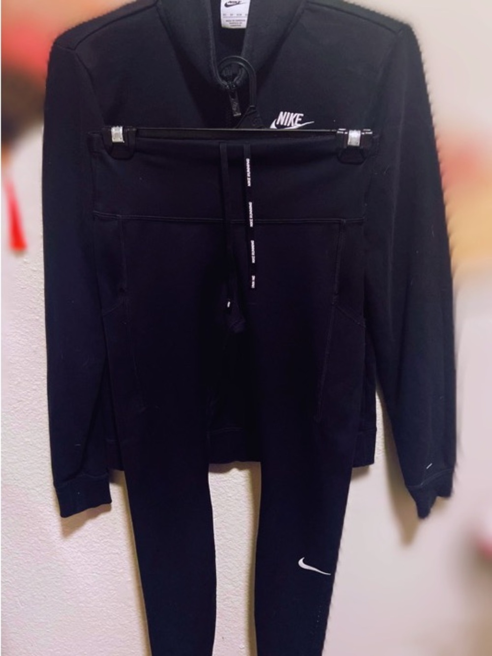 Nike Black Running Crewneck Sweatsuit with Swoosh